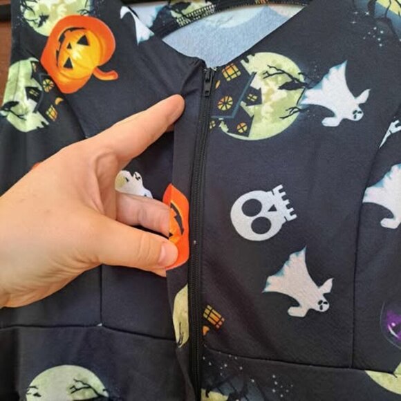 Missjoy Halloween Vintage Tea Rockabilly Sleeveless Jack O’Lantern Dress M Retro - Picture 6 of 11